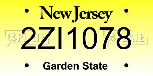 2ZI1078 New Jersey License Plate