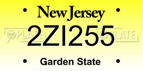 2ZI255 New Jersey License Plate