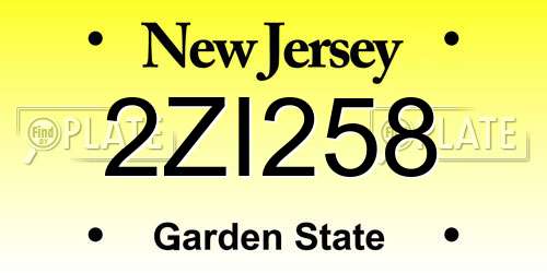 2ZI258 New Jersey License Plate