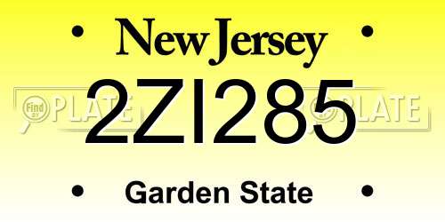 2ZI285 New Jersey License Plate