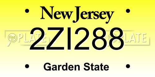 2ZI288 New Jersey License Plate