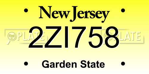 2ZI758 New Jersey License Plate