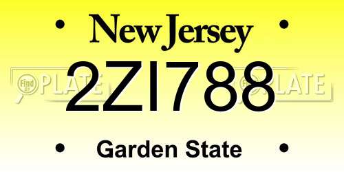 2ZI788 New Jersey License Plate