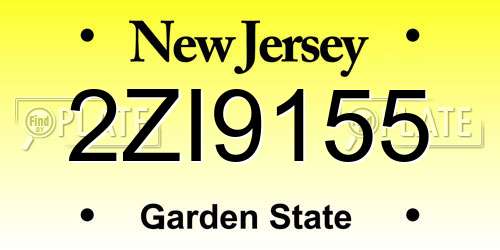 2ZI9155 New Jersey License Plate