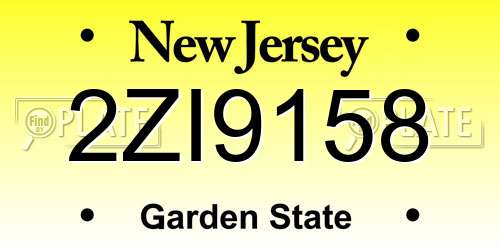 2ZI9158 New Jersey License Plate