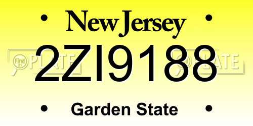 2ZI9188 New Jersey License Plate