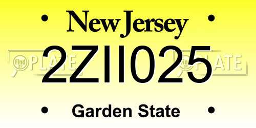 2ZII025 New Jersey License Plate