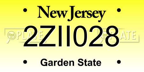 2ZII028 New Jersey License Plate