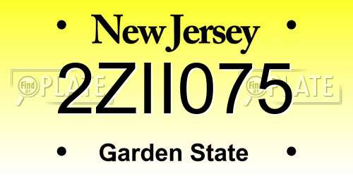 2ZII075 New Jersey License Plate