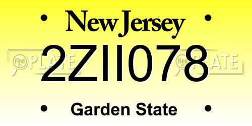 2ZII078 New Jersey License Plate