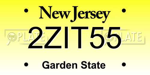 2ZIT55 New Jersey License Plate