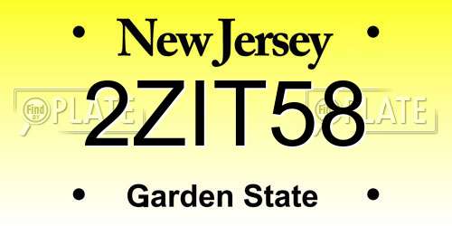 2ZIT58 New Jersey License Plate