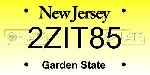 2ZIT85 New Jersey License Plate