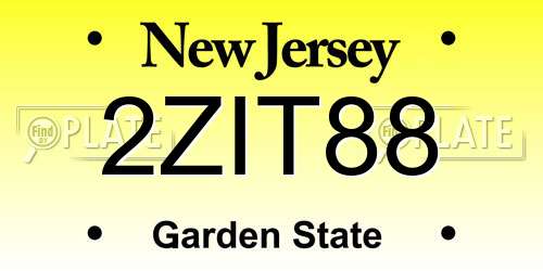 2ZIT88 New Jersey License Plate
