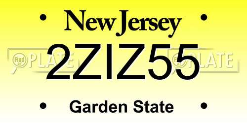 2ZIZ55 New Jersey License Plate