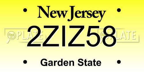 2ZIZ58 New Jersey License Plate
