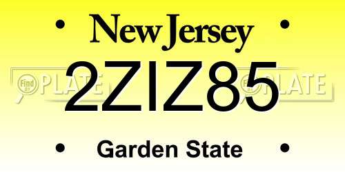 2ZIZ85 New Jersey License Plate