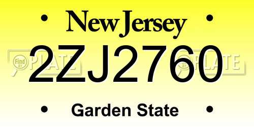 2ZJ2760 New Jersey License Plate