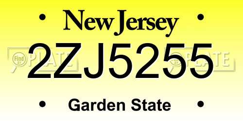 2ZJ5255 New Jersey License Plate