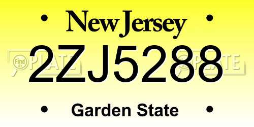 2ZJ5288 New Jersey License Plate