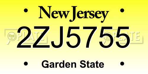2ZJ5755 New Jersey License Plate