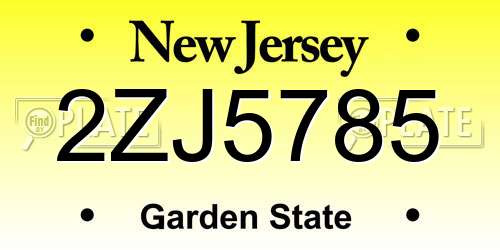 2ZJ5785 New Jersey License Plate