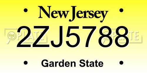 2ZJ5788 New Jersey License Plate