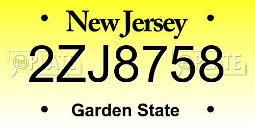 2ZJ8758 New Jersey License Plate