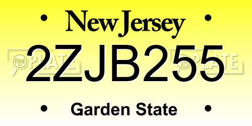 2ZJB255 New Jersey License Plate