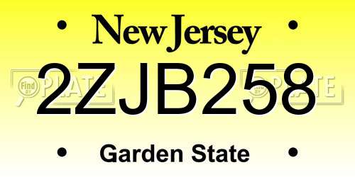 2ZJB258 New Jersey License Plate
