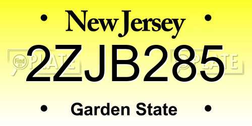 2ZJB285 New Jersey License Plate