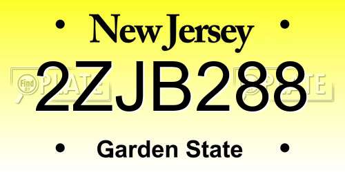 2ZJB288 New Jersey License Plate