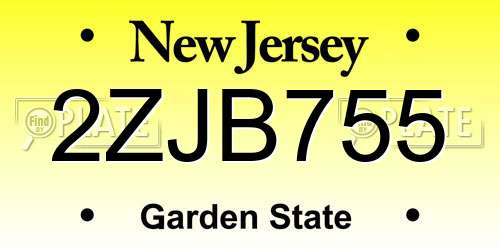 2ZJB755 New Jersey License Plate