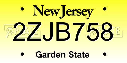 2ZJB758 New Jersey License Plate