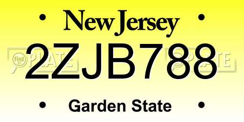 2ZJB788 New Jersey License Plate