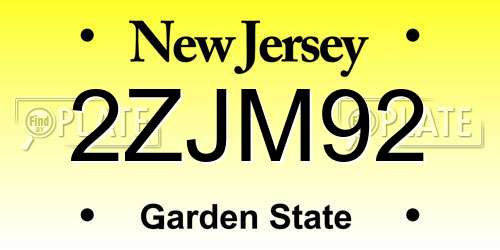 2ZJM92 New Jersey License Plate