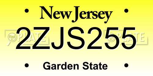 2ZJS255 New Jersey License Plate