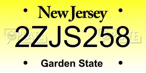 2ZJS258 New Jersey License Plate