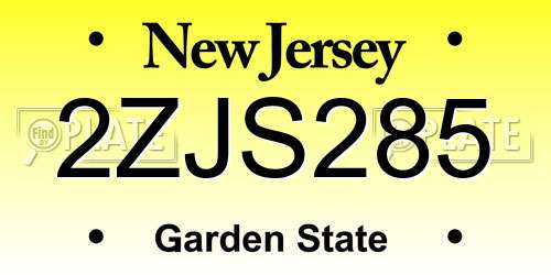 2ZJS285 New Jersey License Plate