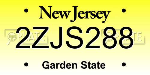 2ZJS288 New Jersey License Plate