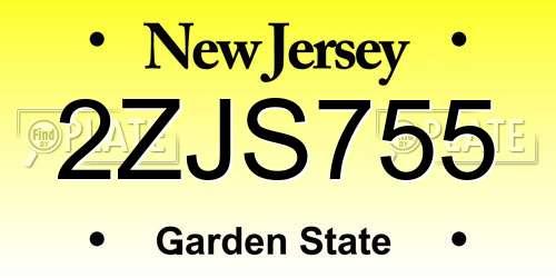 2ZJS755 New Jersey License Plate