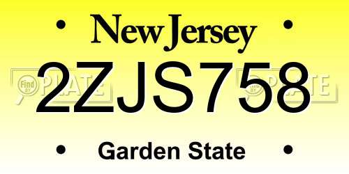 2ZJS758 New Jersey License Plate