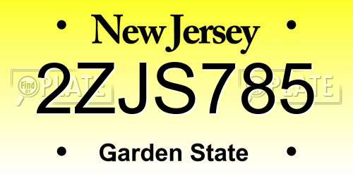 2ZJS785 New Jersey License Plate