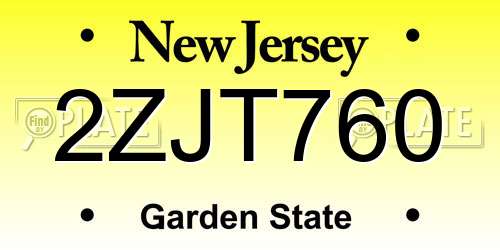 2ZJT760 New Jersey License Plate