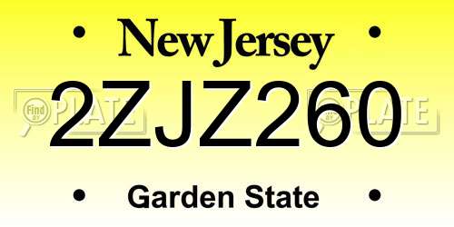 2ZJZ260 New Jersey License Plate