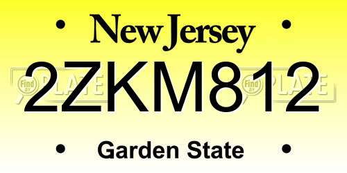 2ZKM812 New Jersey License Plate