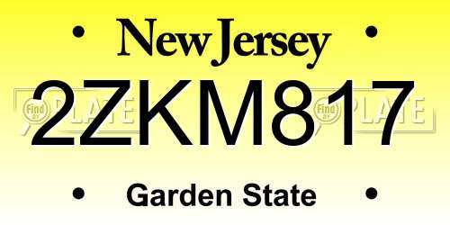 2ZKM817 New Jersey License Plate