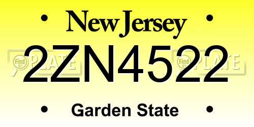 2ZN4522 New Jersey License Plate