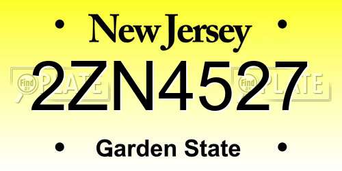 2ZN4527 New Jersey License Plate
