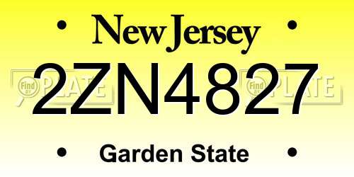2ZN4827 New Jersey License Plate